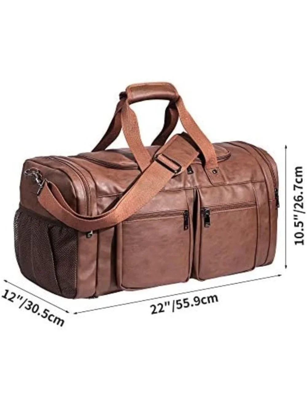 Stylish Waterproof Leather Weekender Bag with Shoe Pouch - Large Travel Tote for